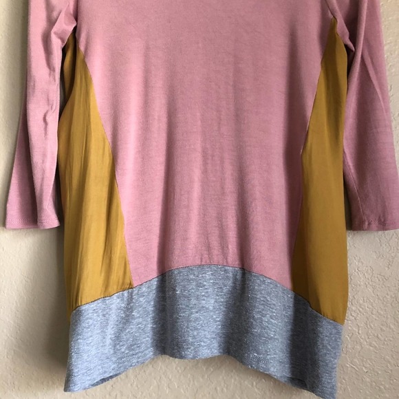 Anthropologie  Dolan Colorblock Pink Mauve Gold Grey Top - Picture 2 of 5